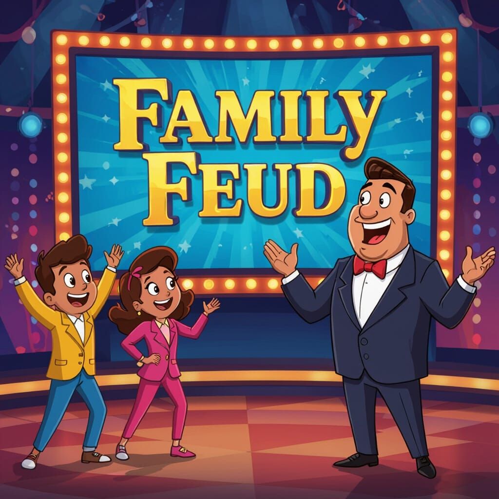 Cartoonish Family Feud Game Show Scene