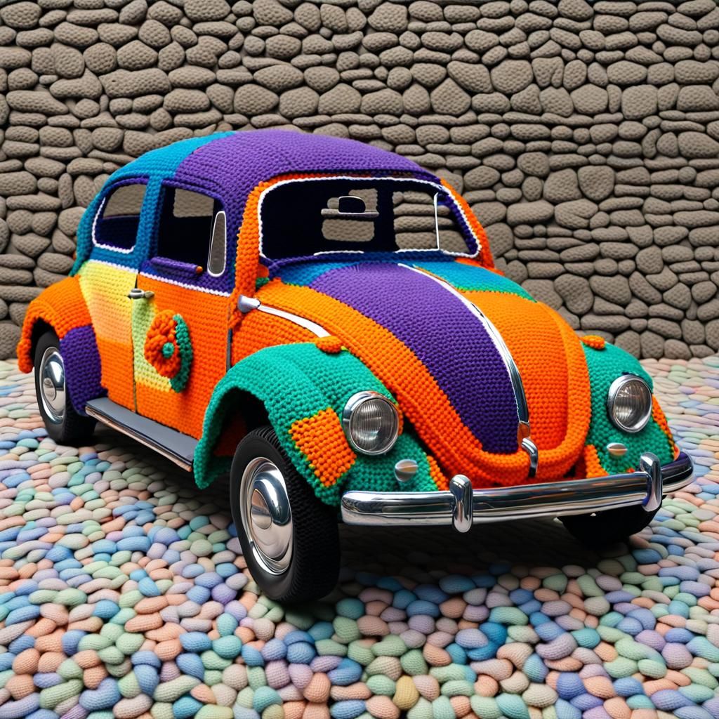 Crocheted Volkswagen Beetle: A Vibrant Yarn Car