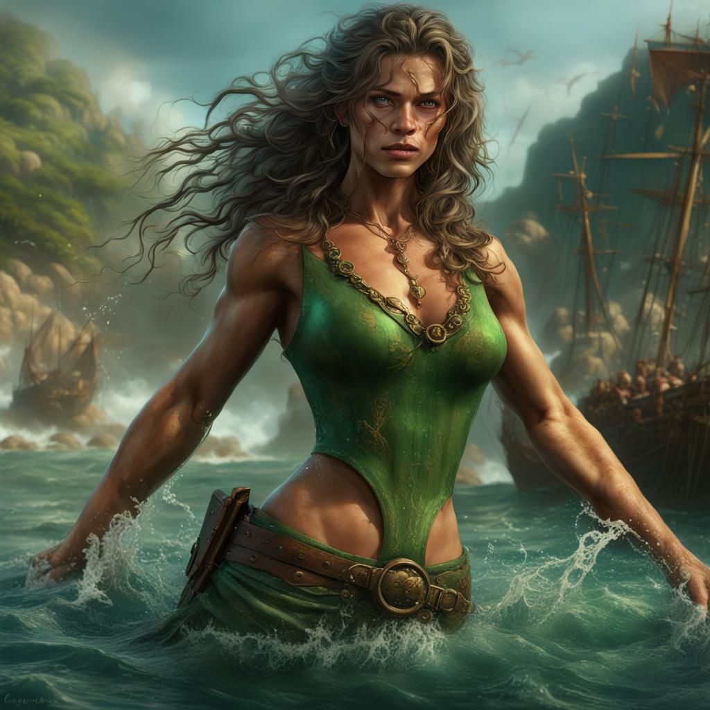 Exotic Warrior Woman in Hyperrealistic Digital Painting