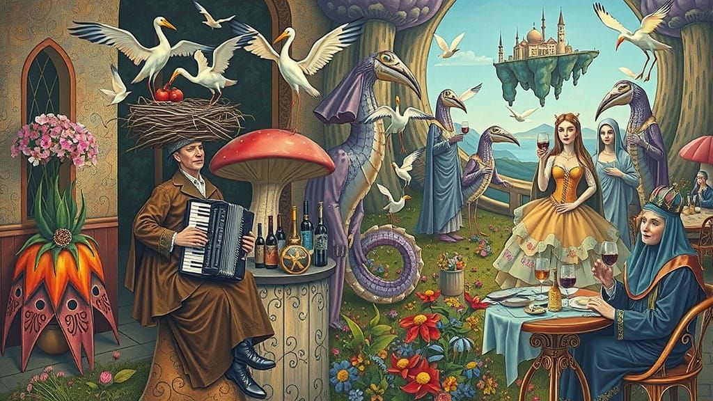 Galactic Accordionist's Surreal Cafe Performance