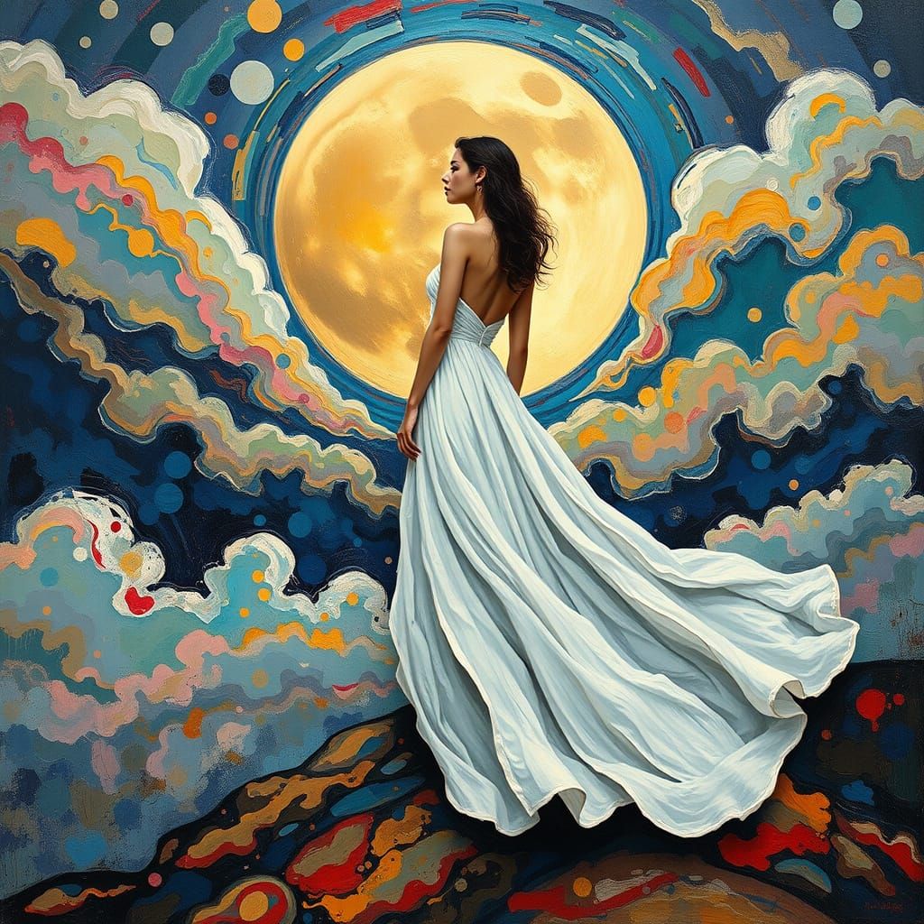 Lunar Woman in Abstract Expressionist Style