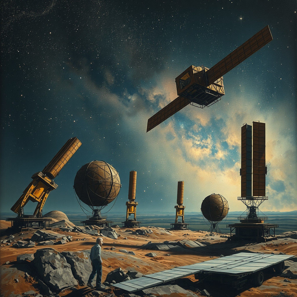 Baroque Celestial Scene with Derelict Satellites