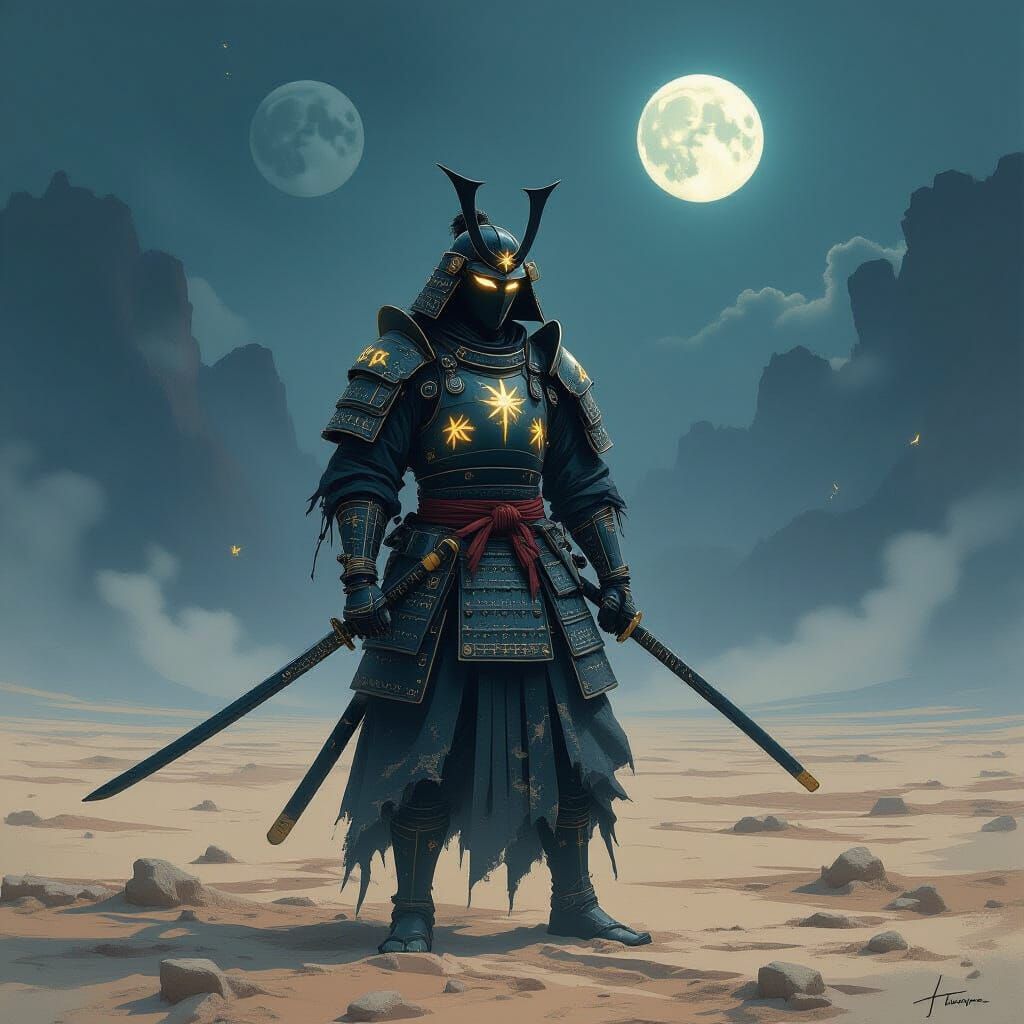 Spectral Samurai on Alien Plain Under Twin Moons
