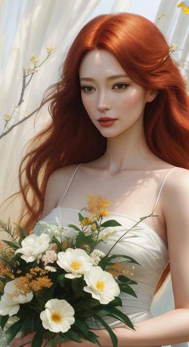 Sensual Oil Painting of a Woman Made of Flowers