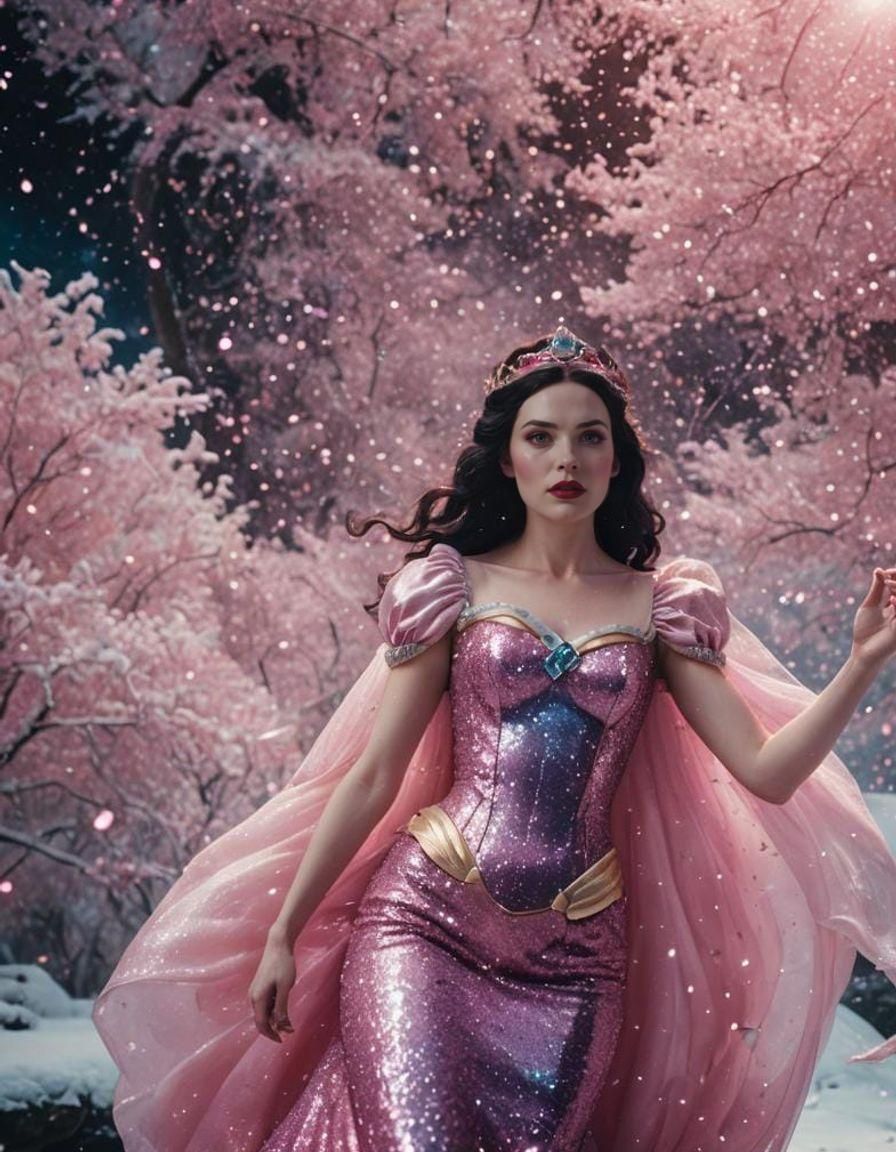 Snow White Space Mermaid with Pink Sparkles