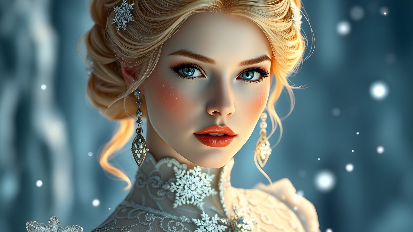 Ethereal Ice Fairy Queen Portrait in Digital Art
