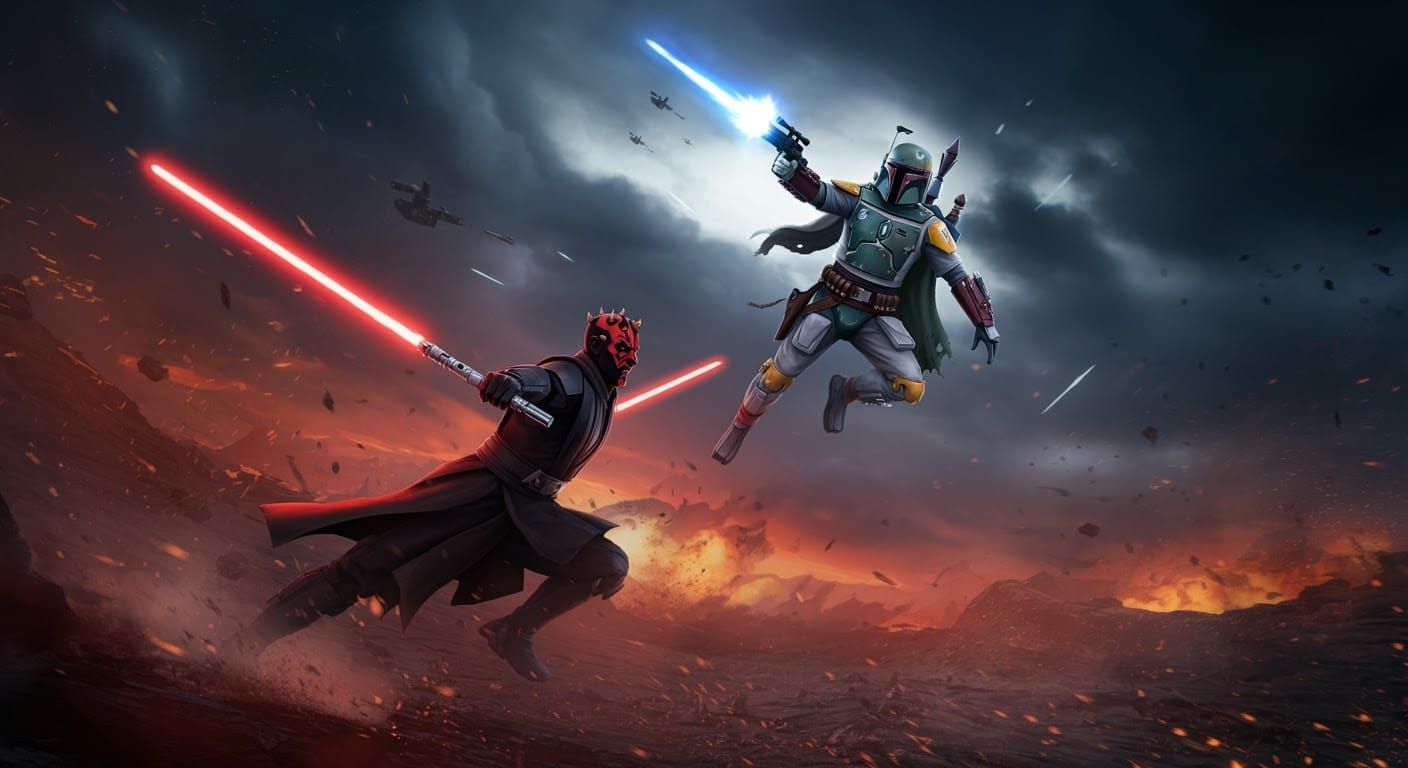 Darth Maul versus Boba Fett on Mandalore