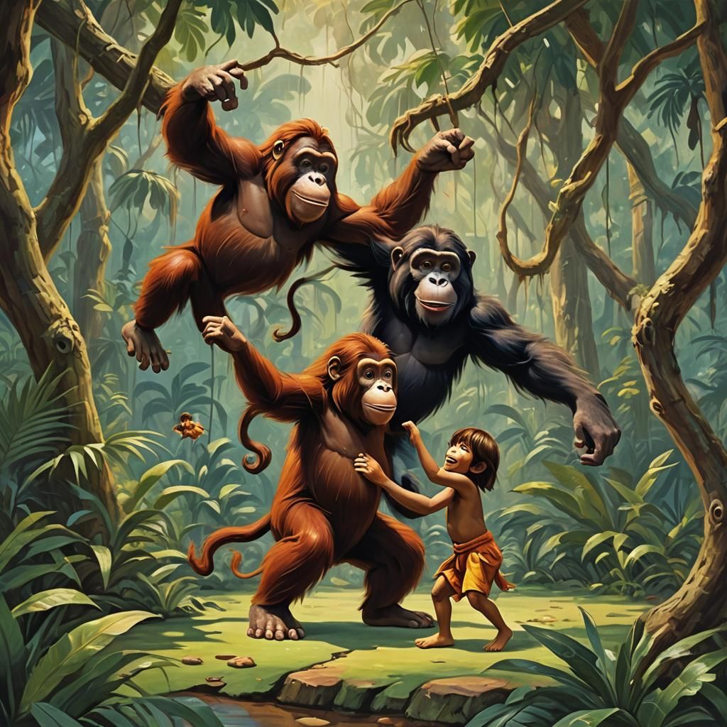 King Louie Orangutan and mowgli child Singing & Dancing with Monkeys (The Jungle Book) Image 33