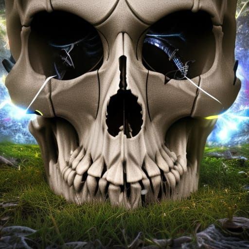 Floral Gothic Skull Skeleton in Dreamlike 3D Rendering