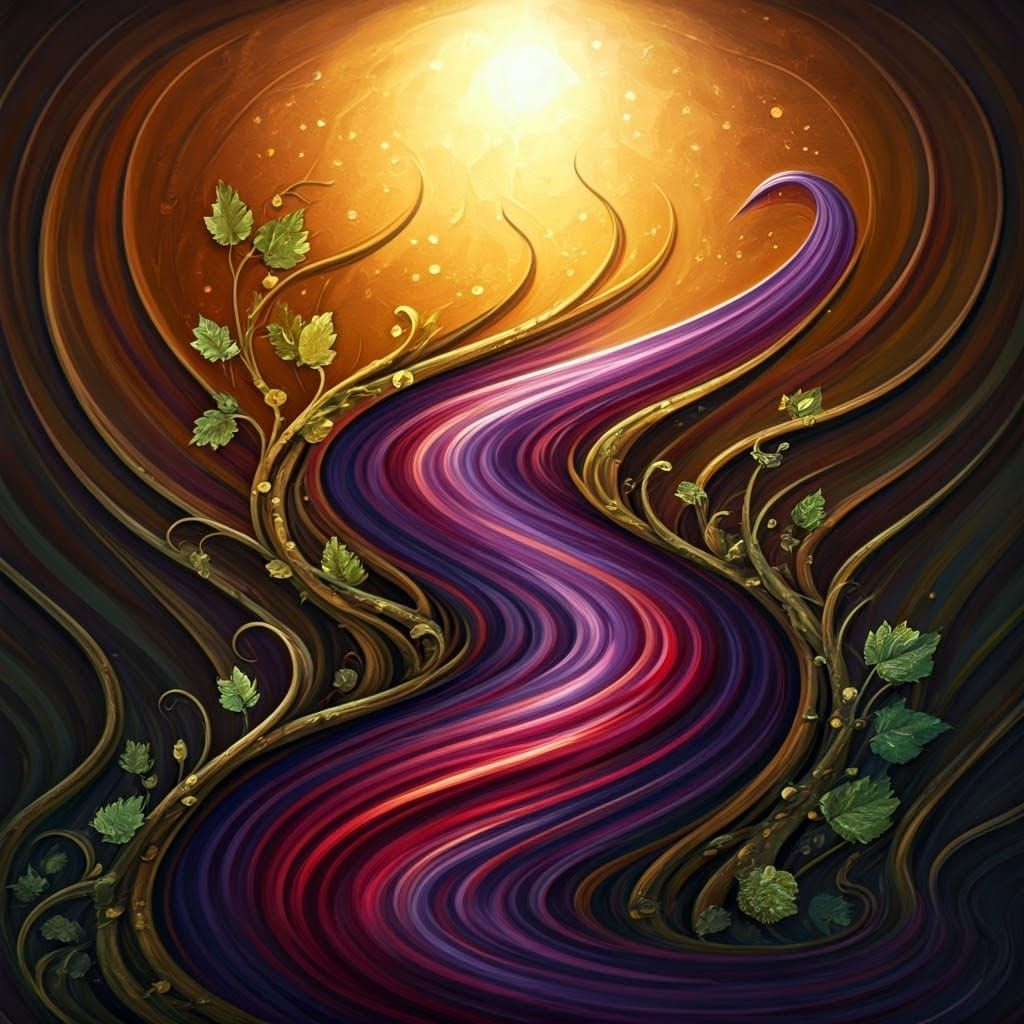 Ethereal Wine River in Organic Abstraction Style