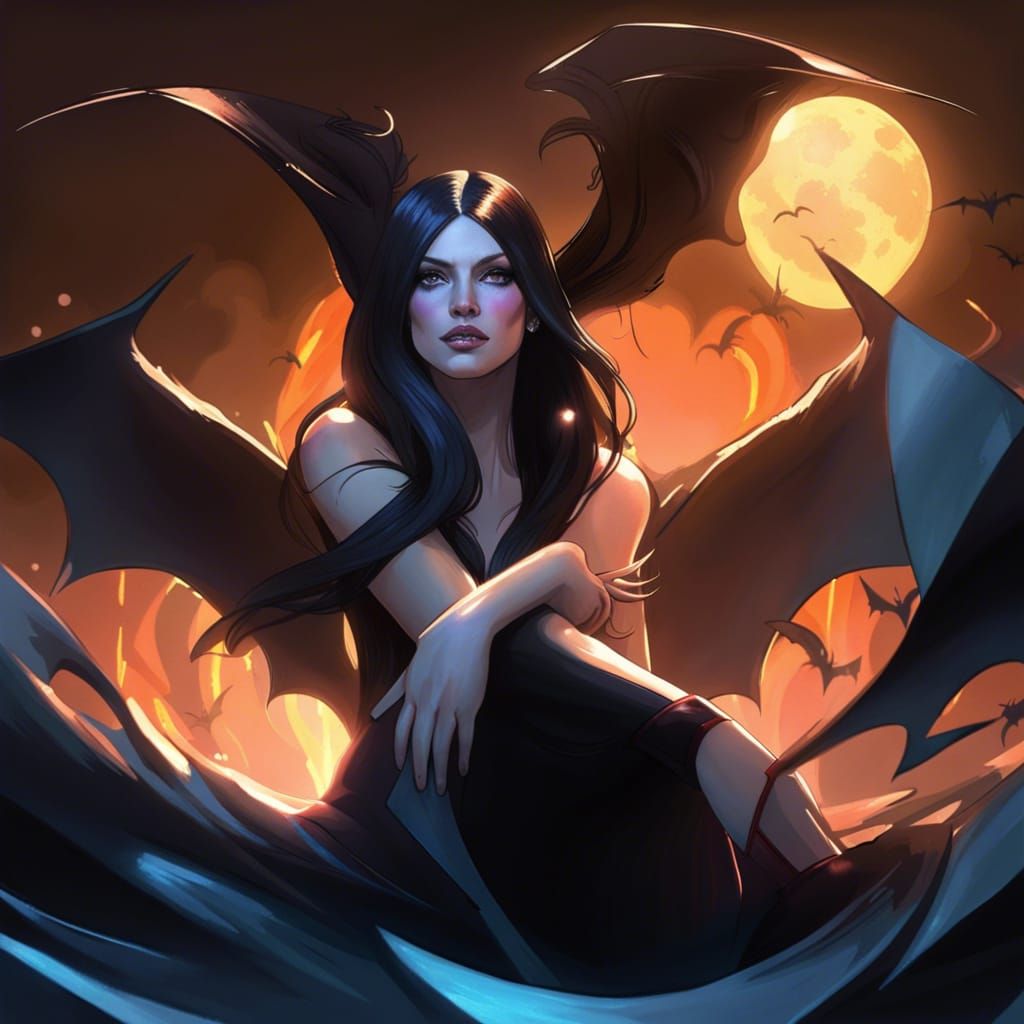 Gothic Witch Casting Dark Spells: Detailed Portrait