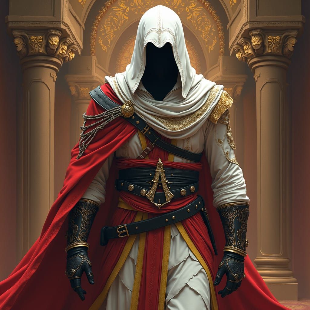 Altaïr-Inspired Assassin in Elegant White and Red Attire