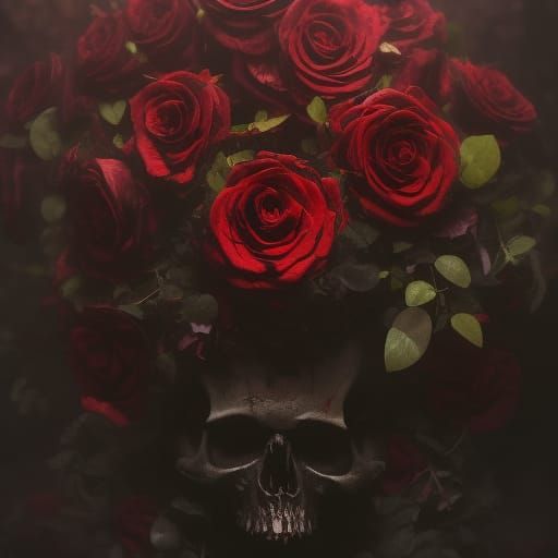 Skull and Roses in Dark Fantasy Concept Art