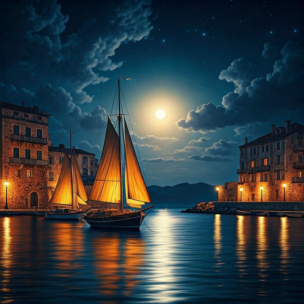 A Serene Evening in a Mediterranean Harbour