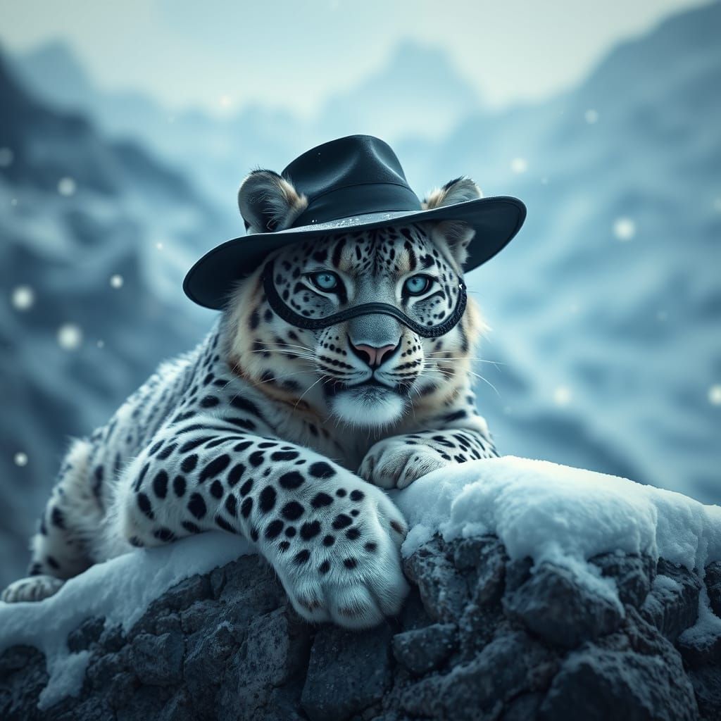 Snow Leopard as Zorro in the Himalayas