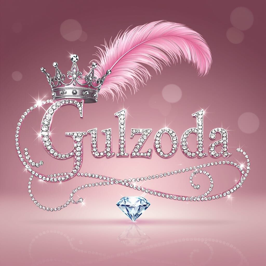 Ornate Metallic Name Design with Rhinestone Borders