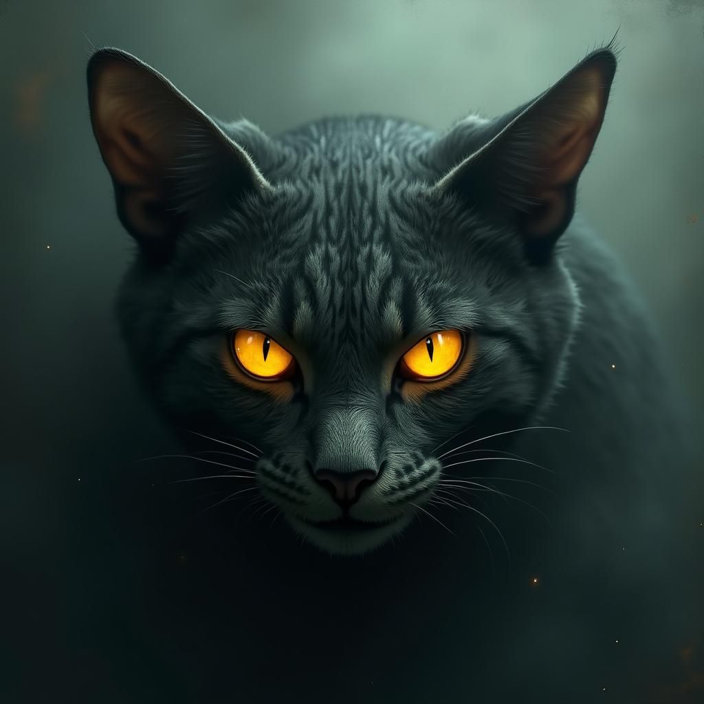 Menacing Feline Creature in Dark Surreal Style
