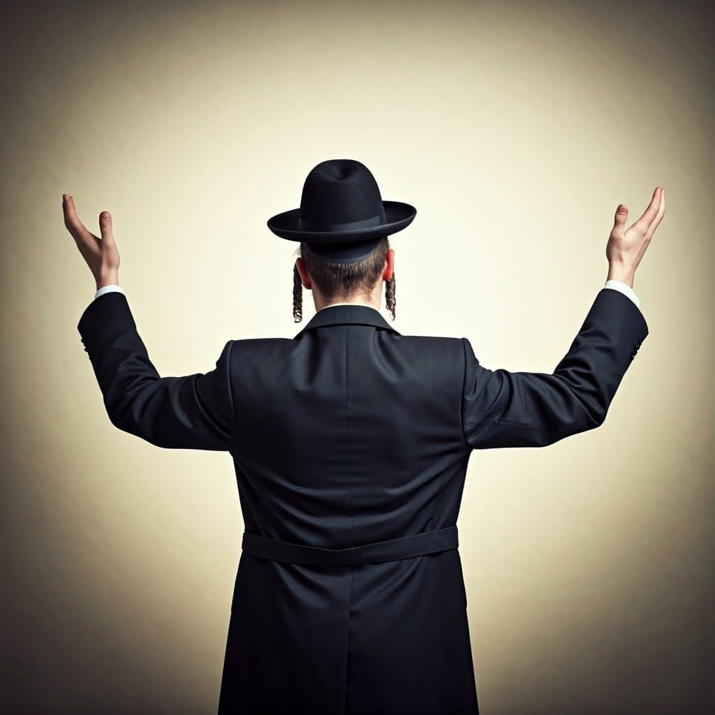 Serene Prayer: Man in Traditional Jewish Dress