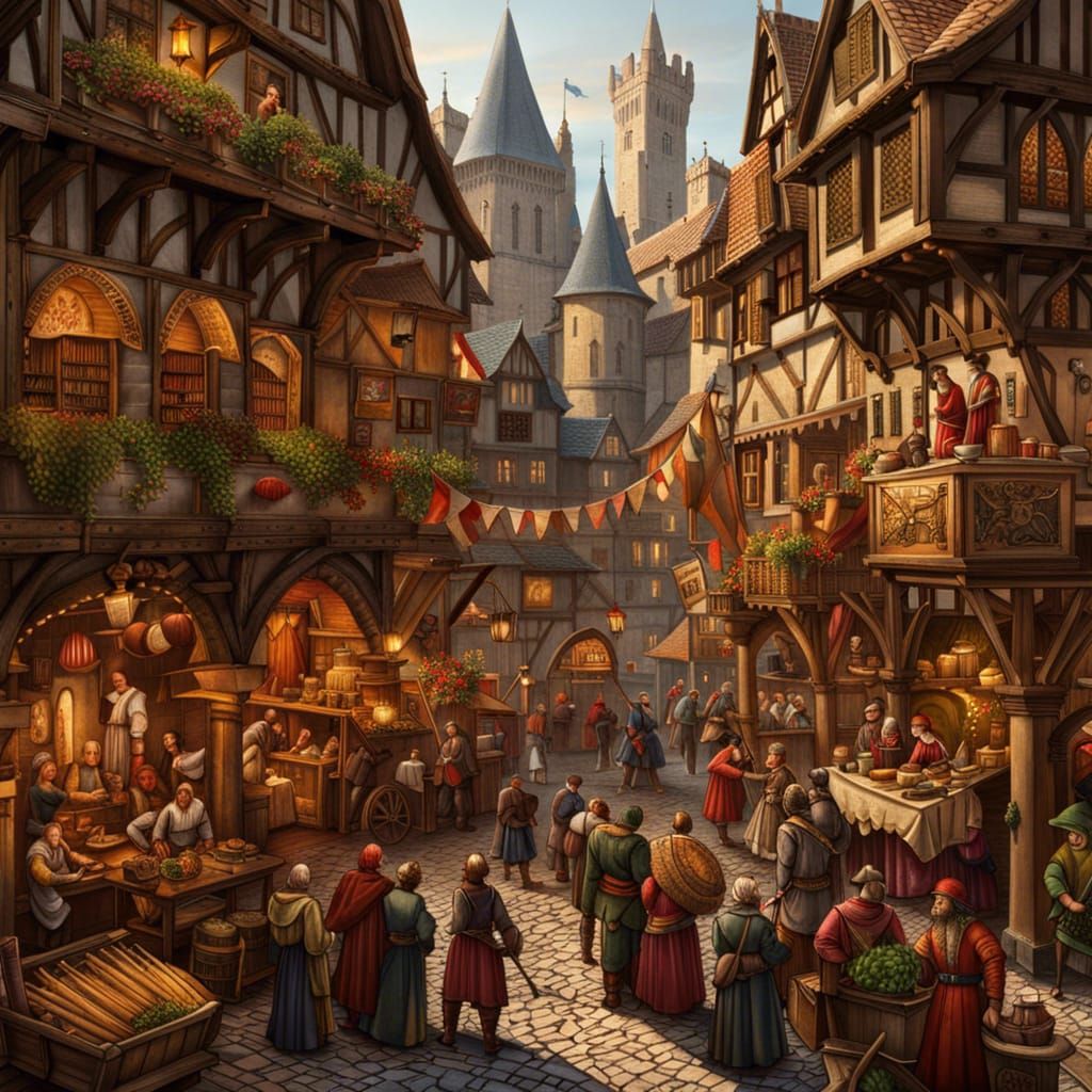 Vibrant Medieval Marketplace
