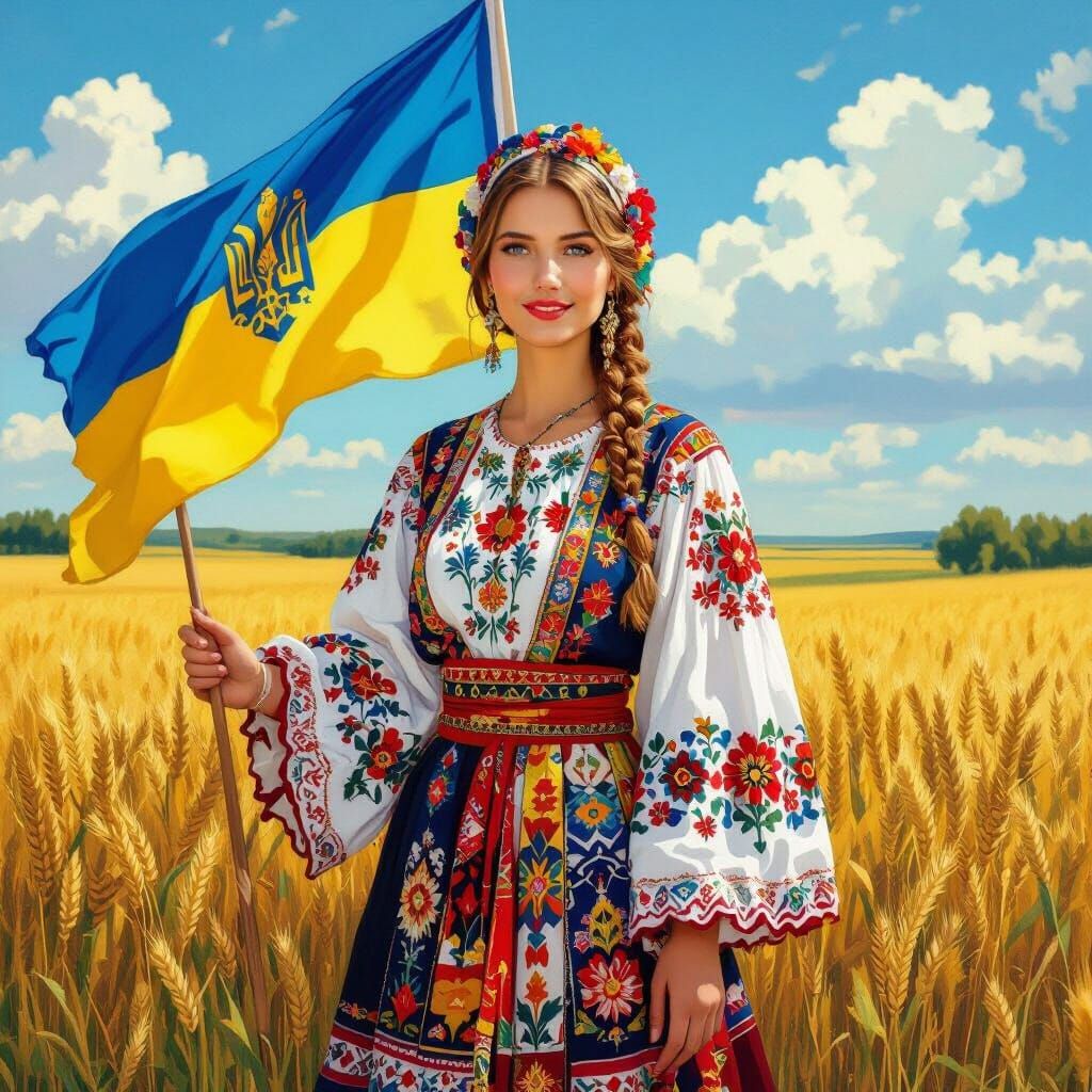 Ukrainian Woman in Vyshyvanka, Art Nouveau Style