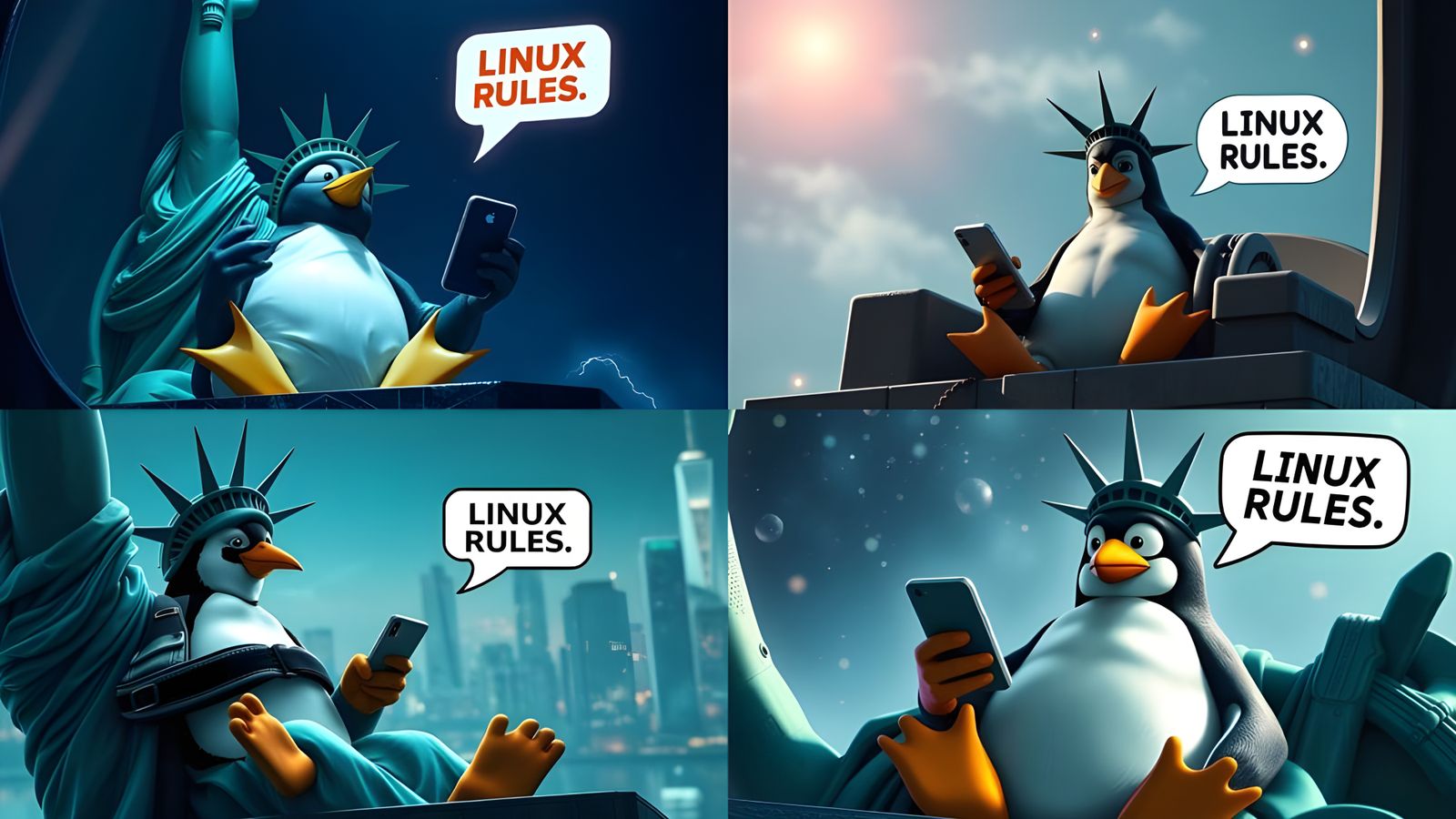 Cyberpenguin in Liberty's Throne