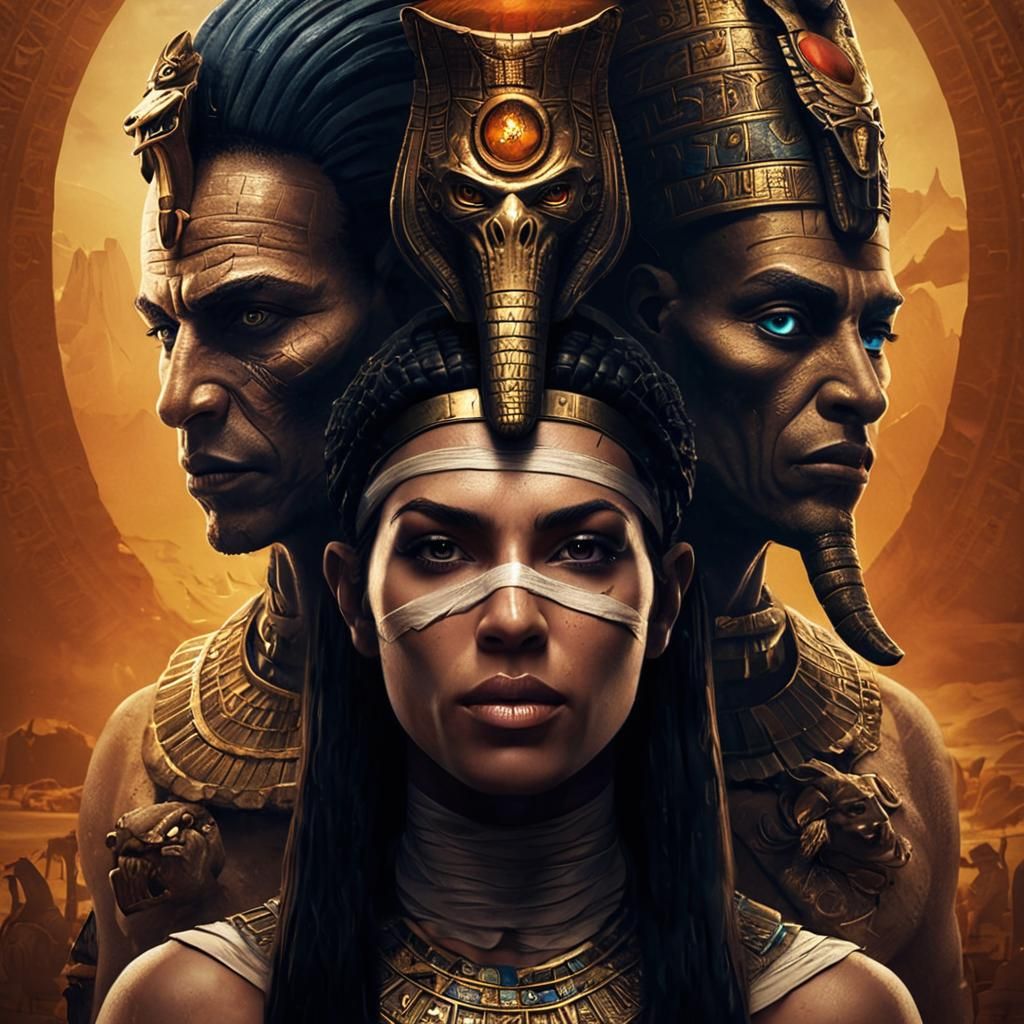 Movie poster featuring the Egyptian Gods bandaged Ptah, croc...