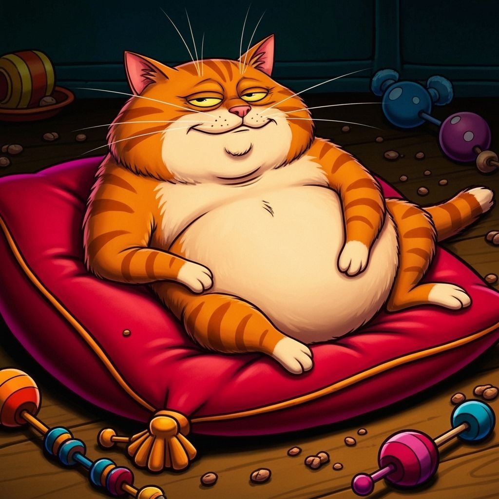 Smug Ginger Cat Lounging on Velvet Pillow