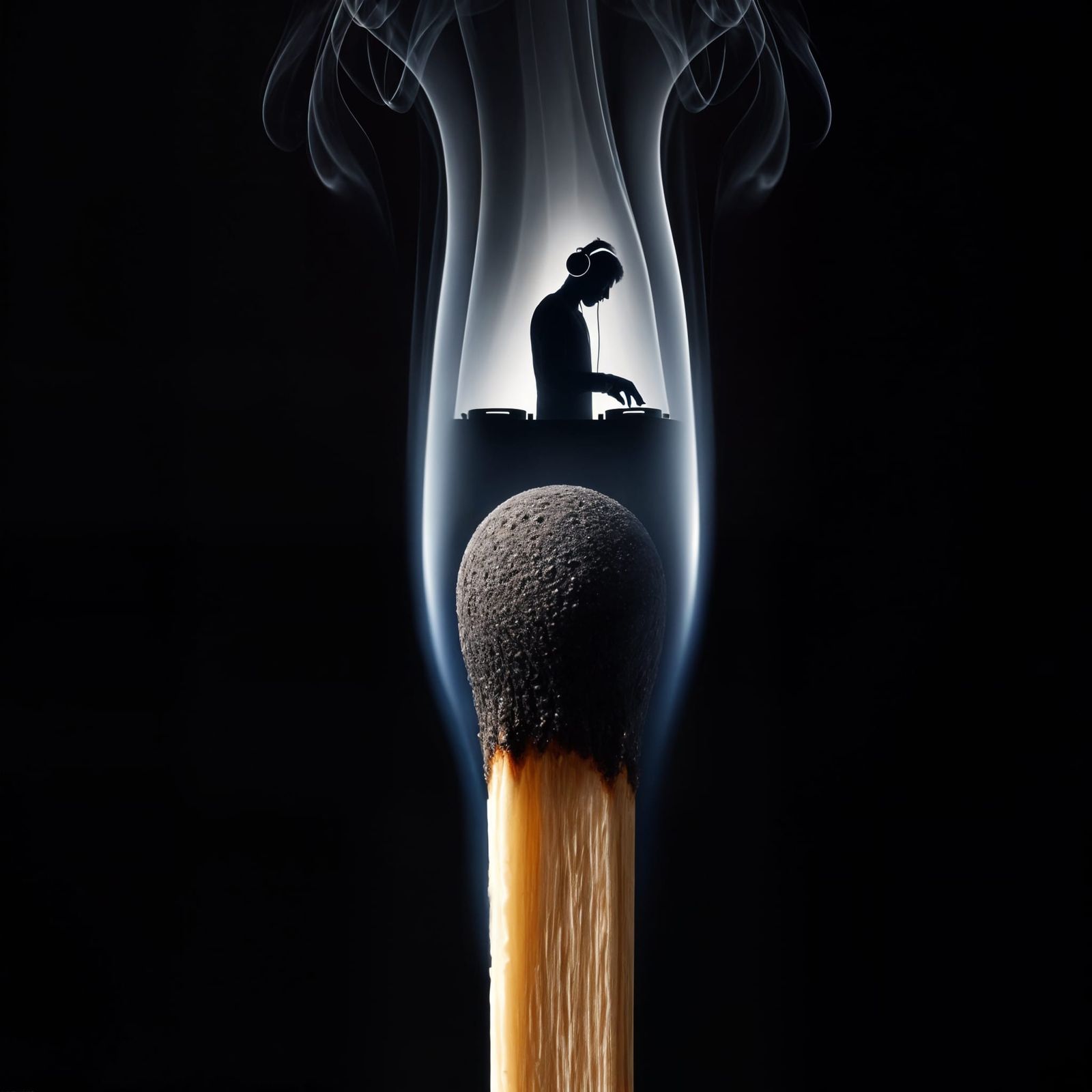 Matchstick DJ Silhouette: Photorealistic AI Art