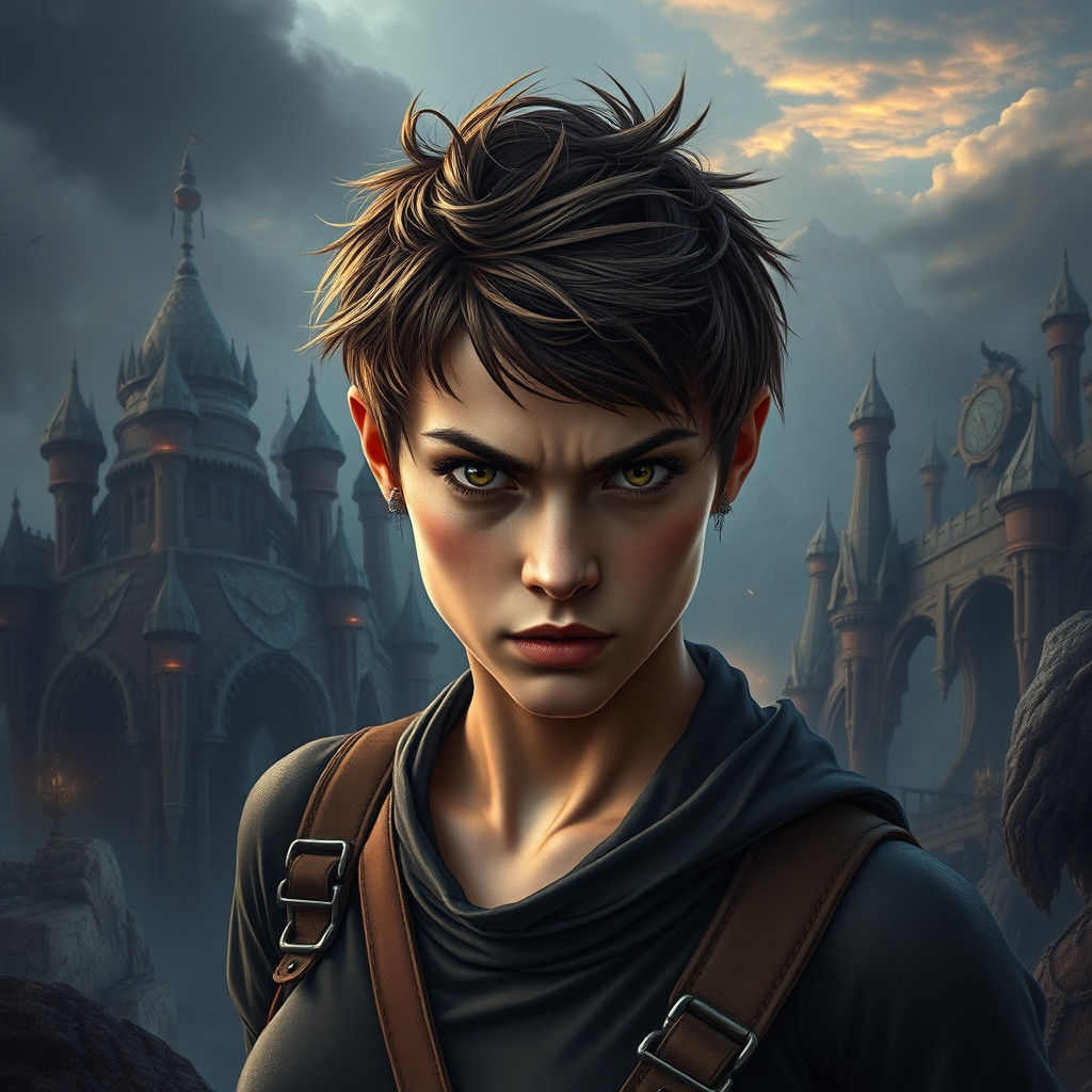 Heroic Woman Against Mystical Backdrop