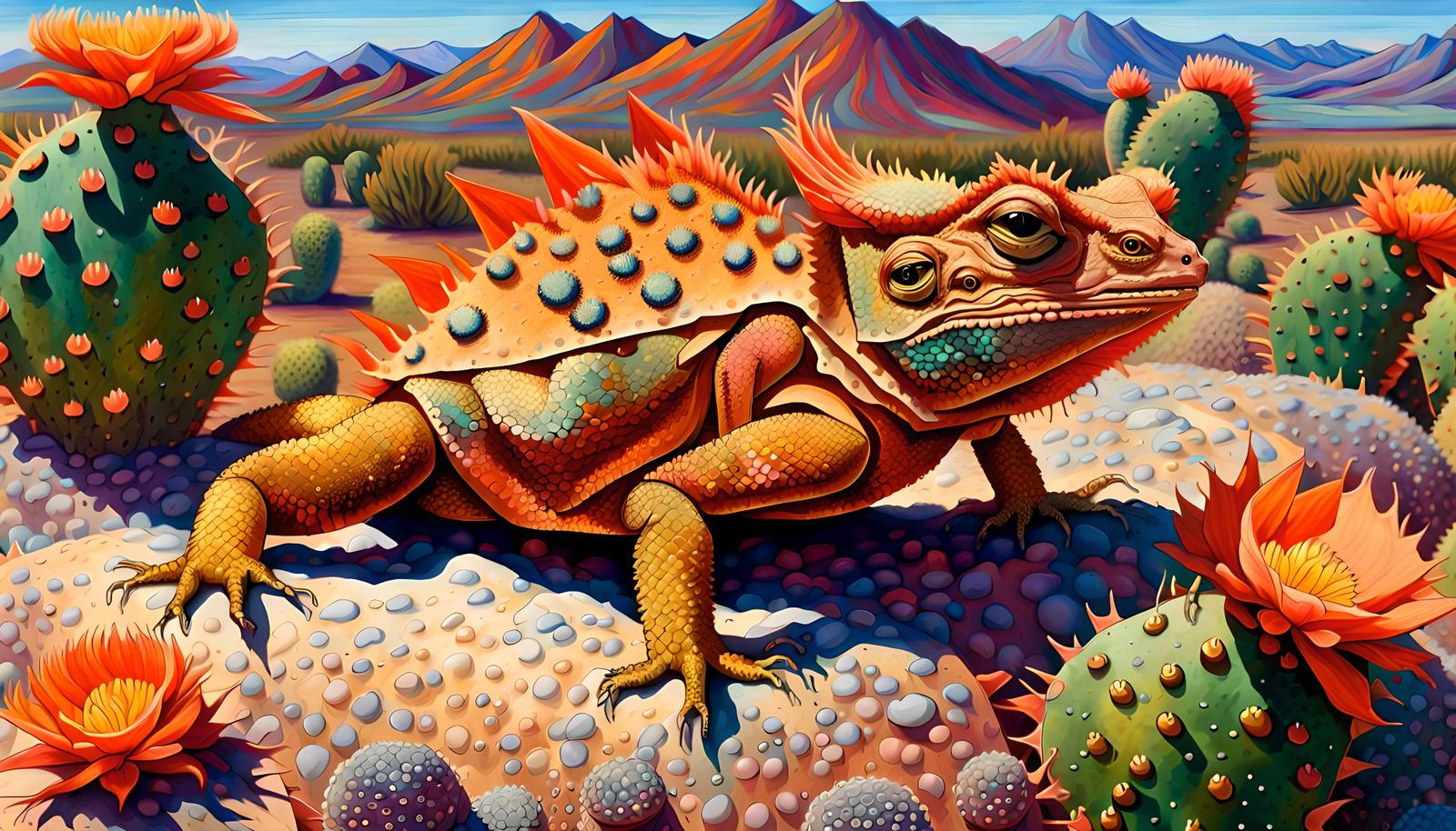 Iridescent Desert Lizard Portrait in Digital Art Style