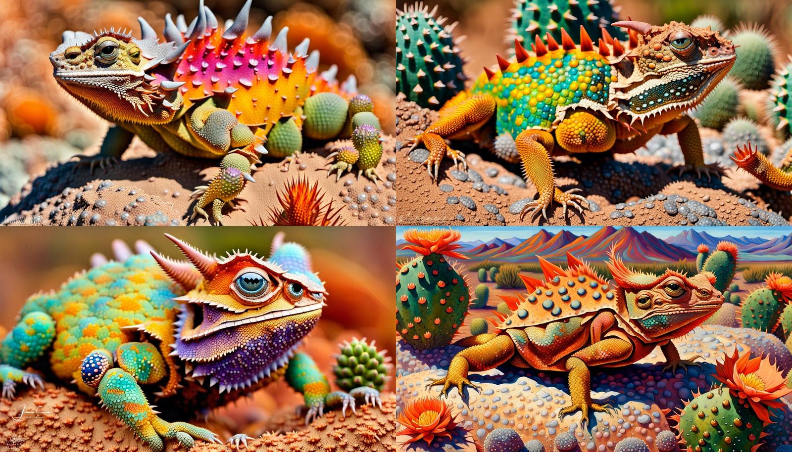 Smiling Lizard Portrait with Sequin Dragon Scales