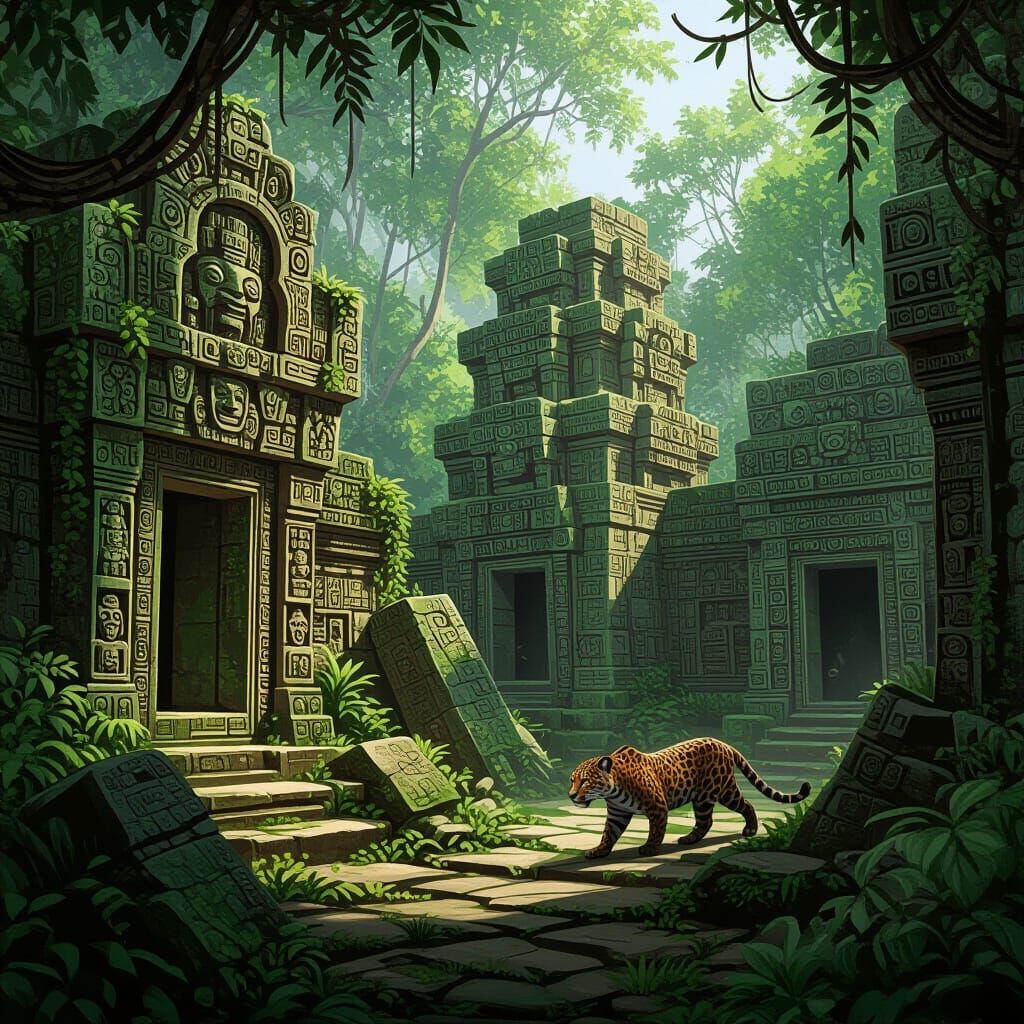Mysterious Mayan Ruins Reclaimed by Jungle, Jaguar Prowls