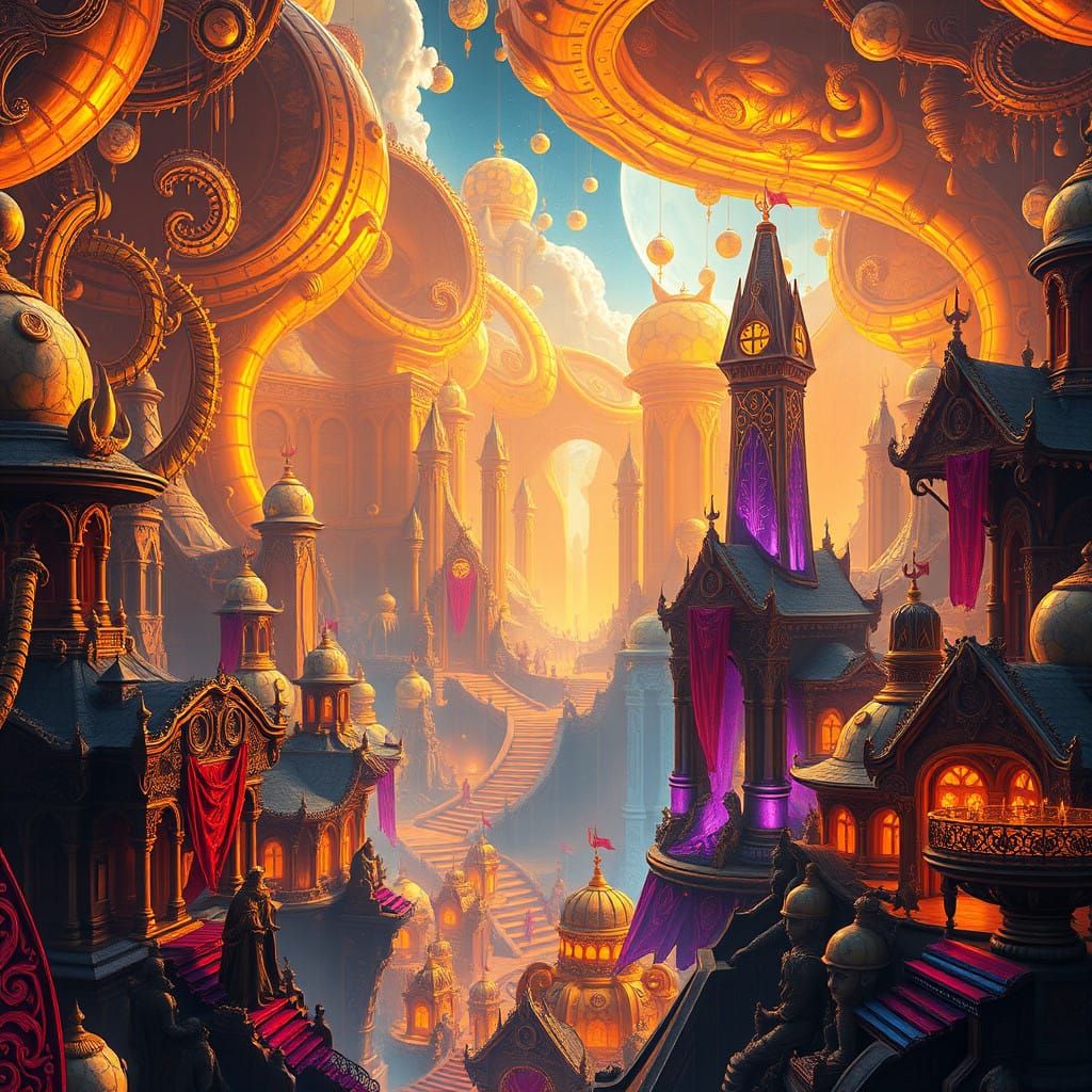 Golden Realms of Wonder in Fantasy Style