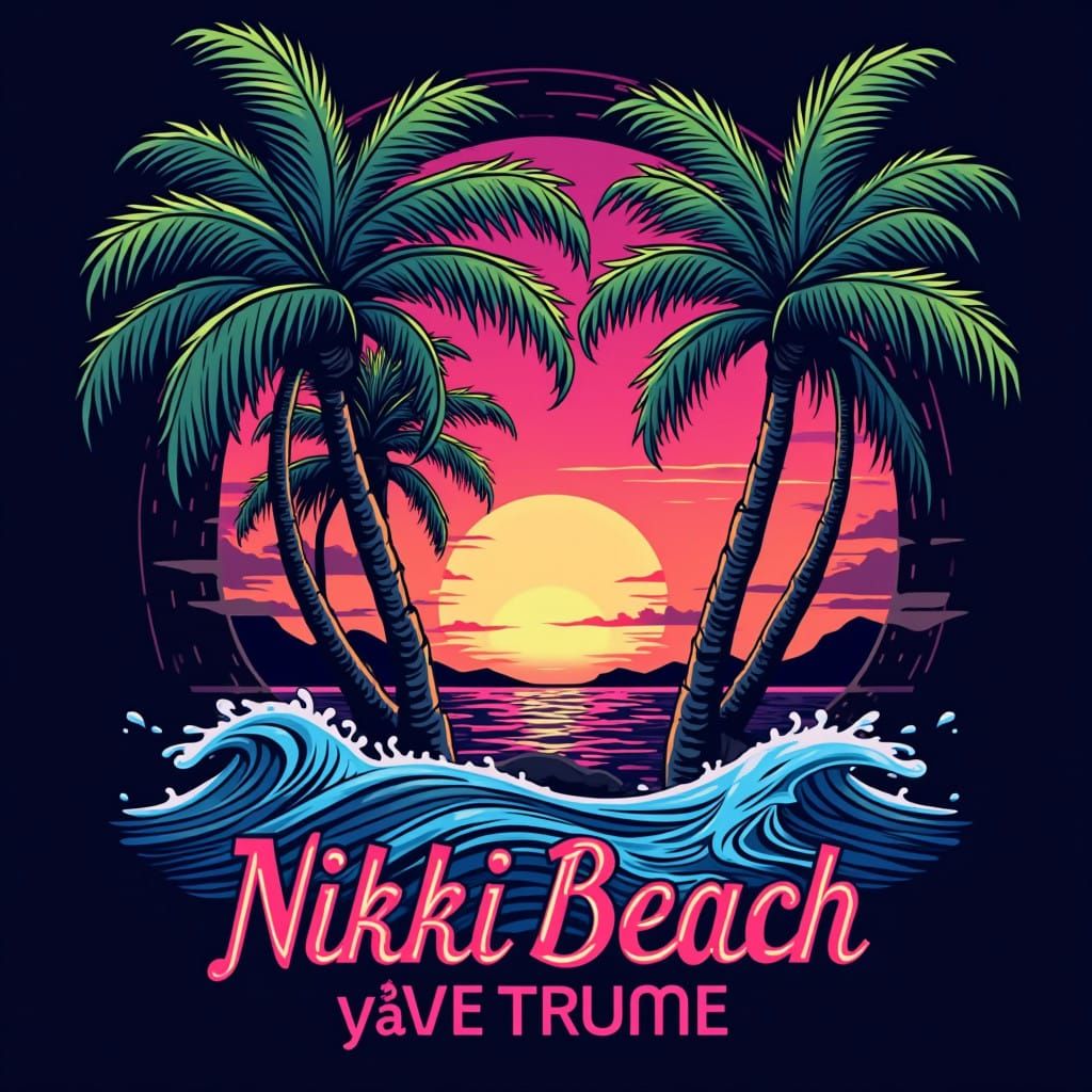 Vibrant Tropical Nikki Beach Design in Neon Hues and Retro F...