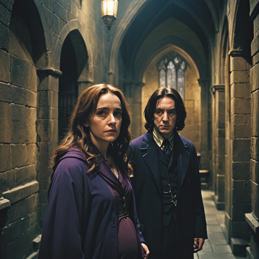 Pregnant Snape and Hermione: Cinematic Film Still