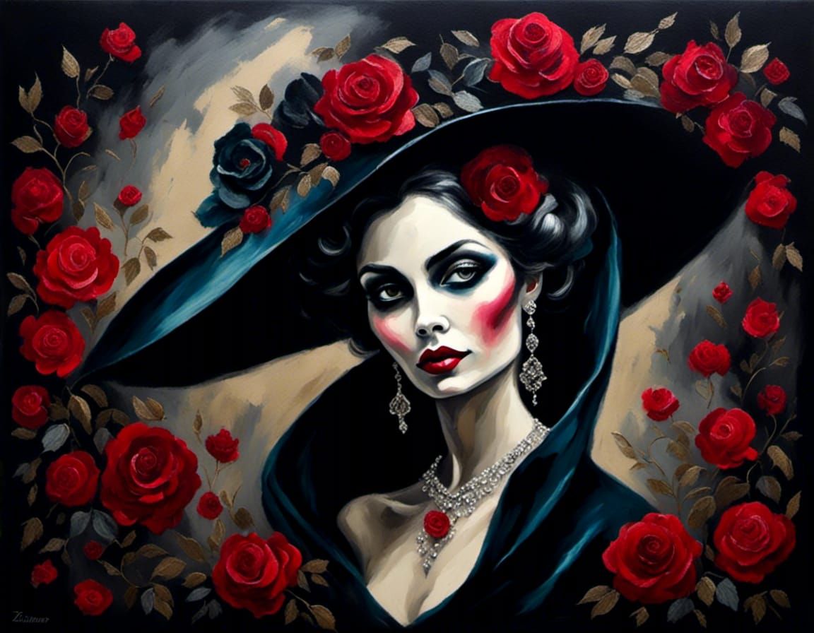 Velvet Vampiress <lora:BlackVelvet:1.0>