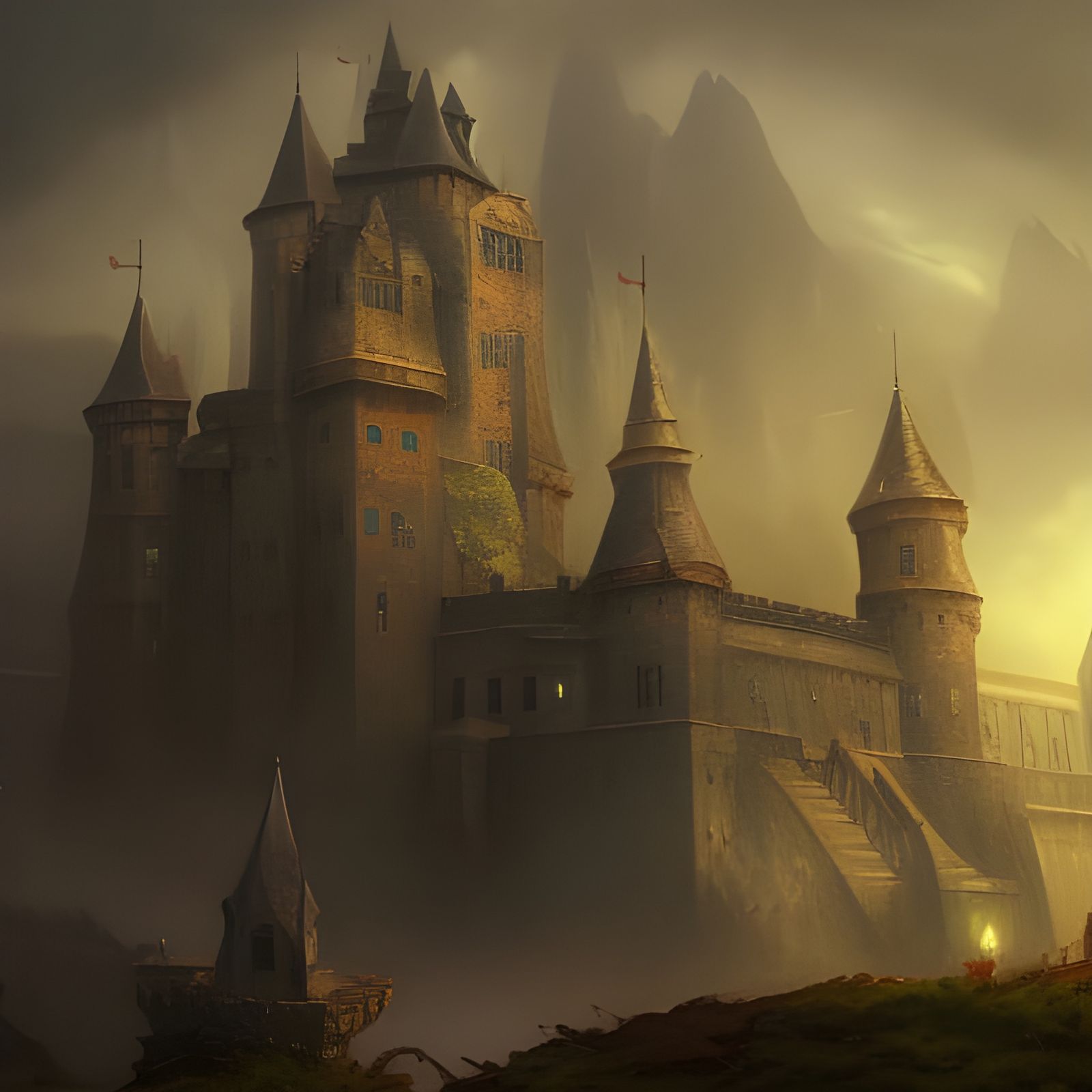 Detailed Matte Painting of an Old Castle