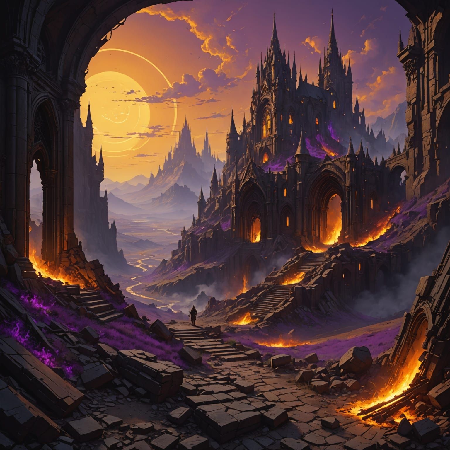 Surreal Dark Fantasy Landscape in Hyperdetailed 8k Res