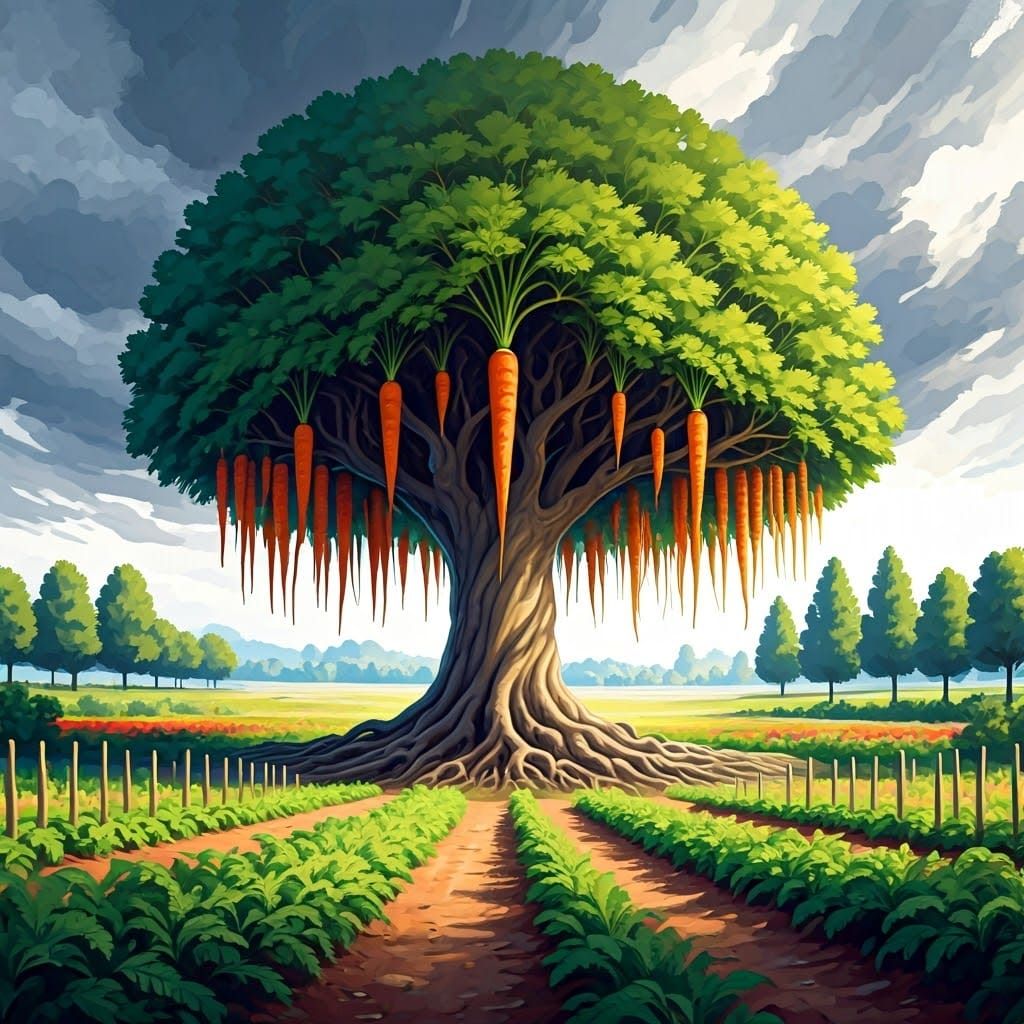 Regal Carrot Tree in a Majestic Landscape
