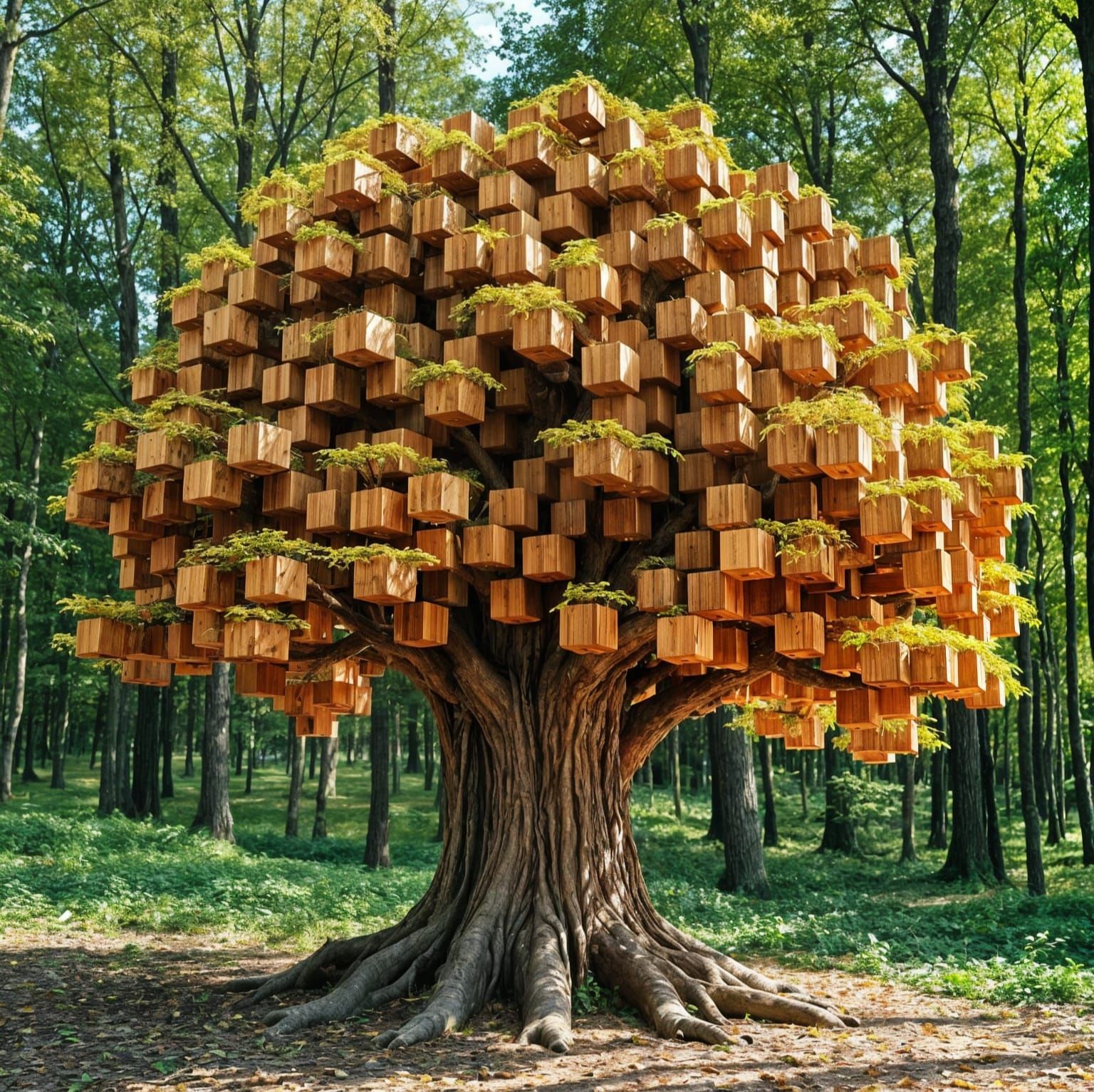 Realistic Cubic Tree in Autumnal Hues