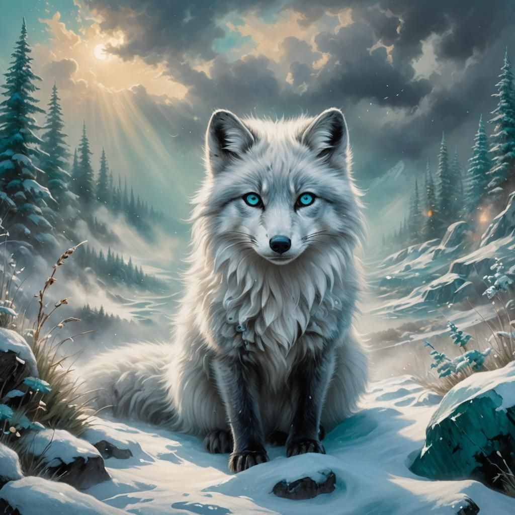 Arctic Fox in Ethereal Fantasy Style