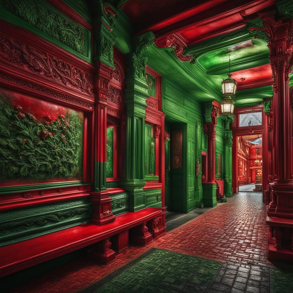 Hyperrealistic Red and Green Composition in High Definition