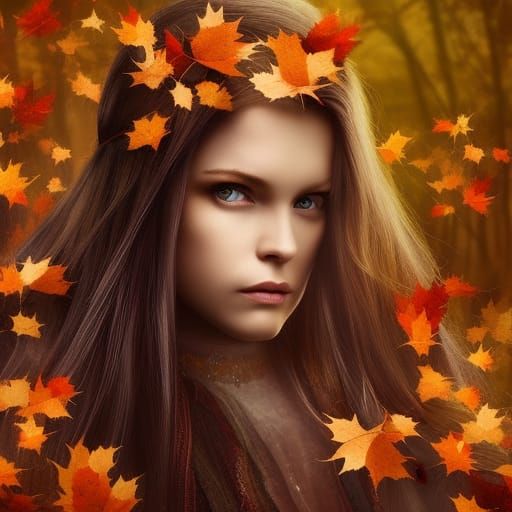 Autumn Elf Portrait in Twilight Forest