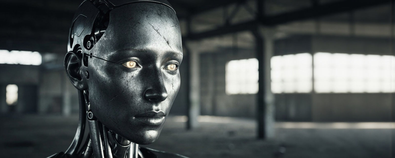 Melancholic Android in Cyberpunk Alleyway