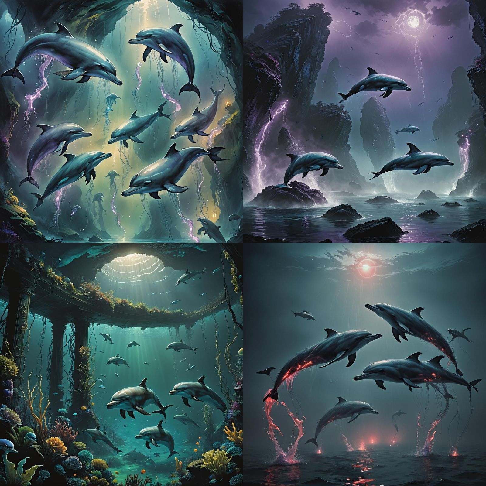 Sinister Dolphins by Greg Rutkowski: Fantasy Art
