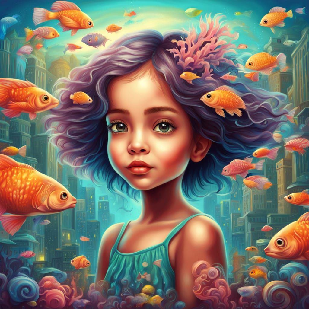 Girl In An Underwater City