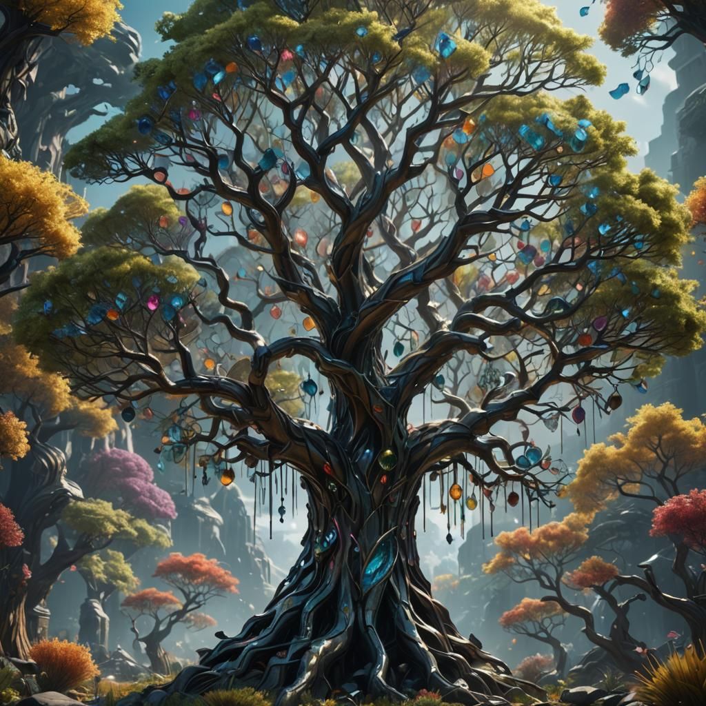 Fantastical Glass Tree in Detailed Matte Painting