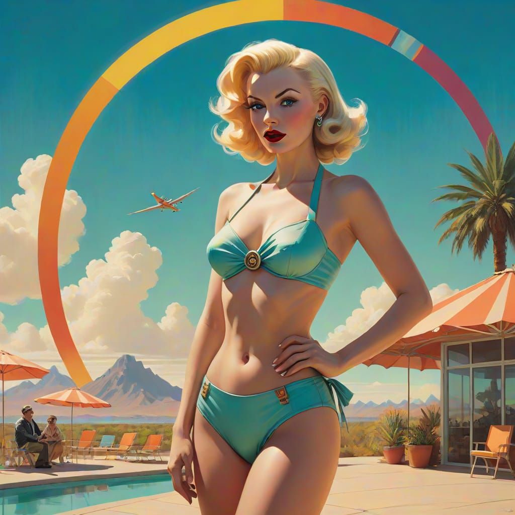 1950s Pin-Up in Solar Punk Style