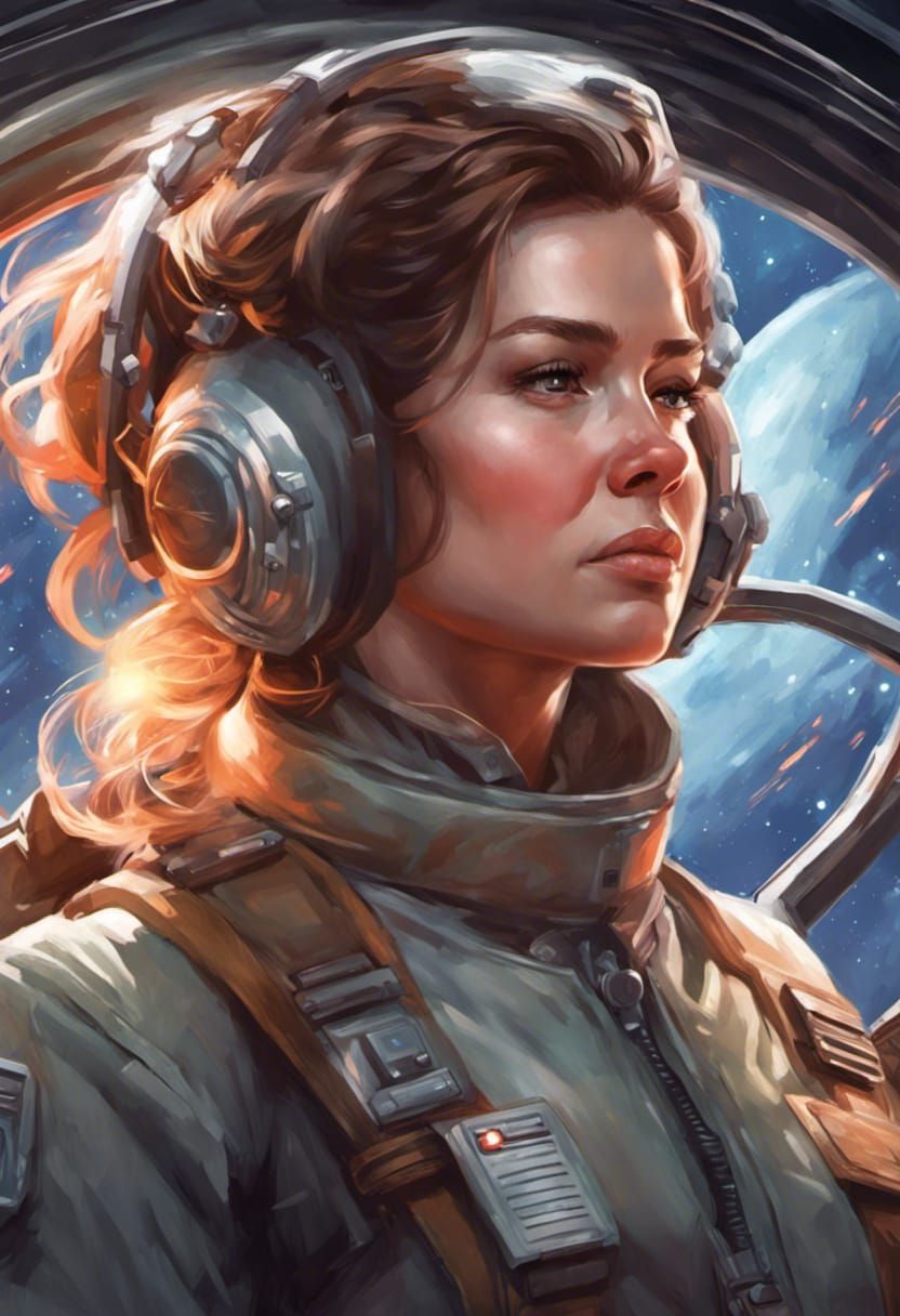 Rebel Pilot Portrait in Art Nouveau Style