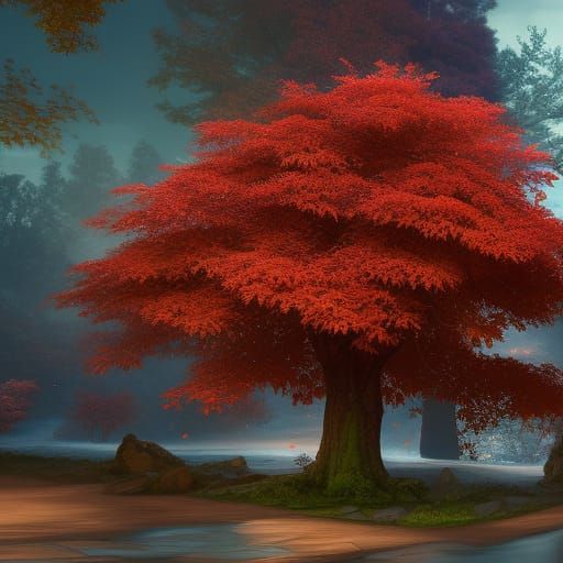 Detailed Maple Tree Matte Painting in Unreal Engine